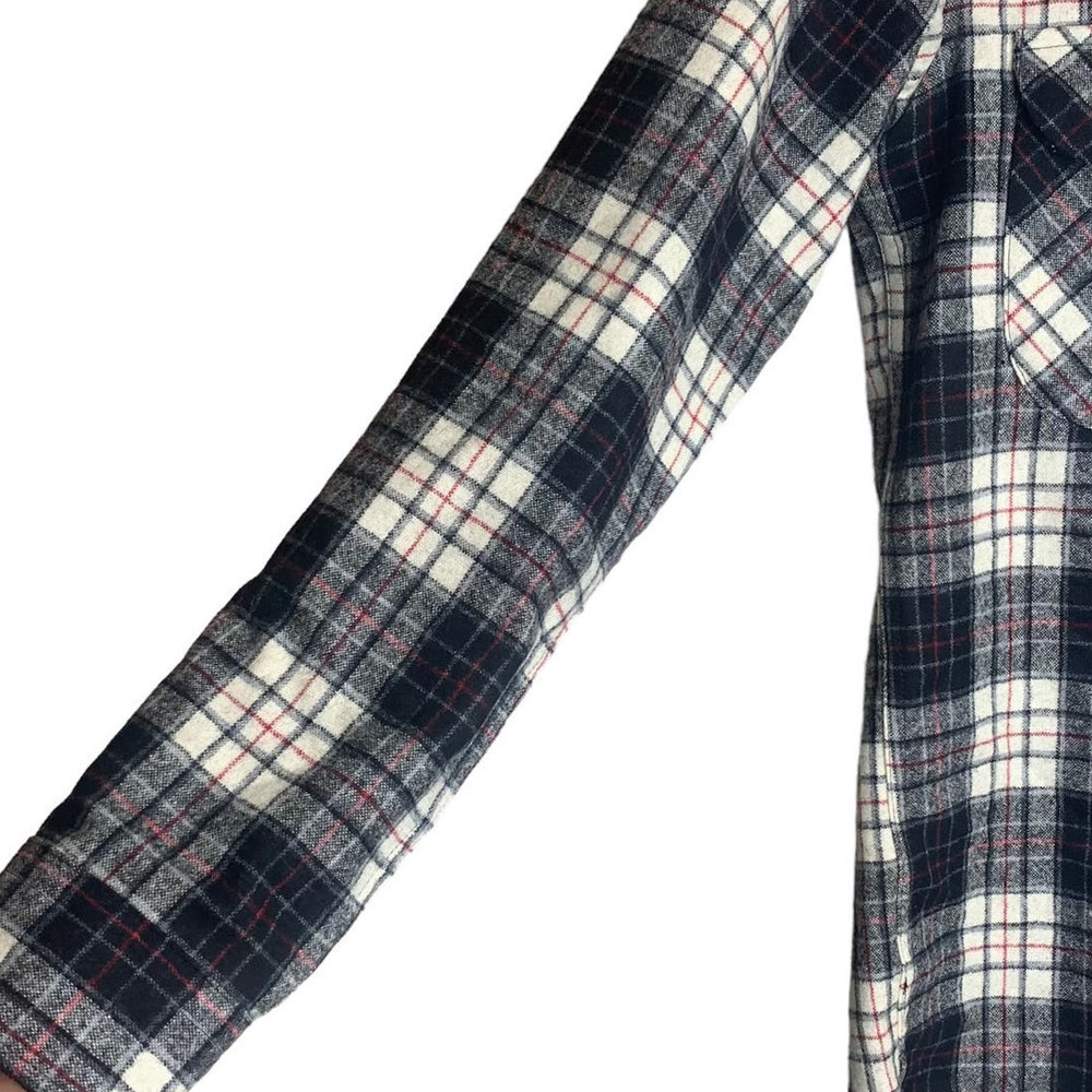 Pendleton Wool Flannel Shirt Mens Small Black White Red Plaid Button Down Oliver - Picture 5 of 16